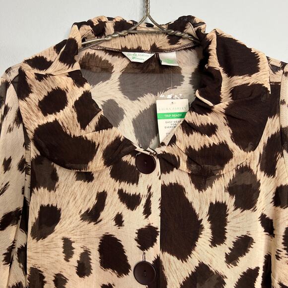 Laura Ashely Size 1X Sheer Animal Print Jacket Retro Style Summer Safari - Picture 3 of 11
